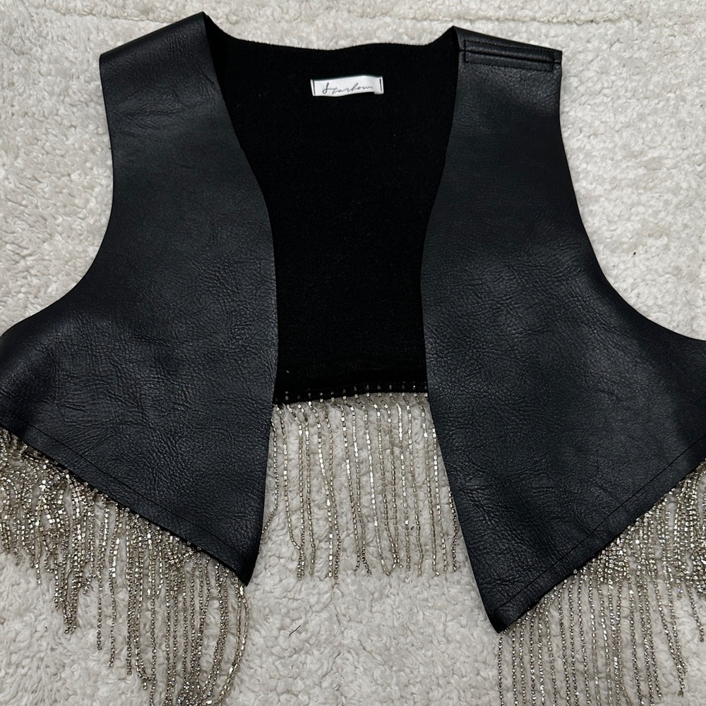 Black Fringe Crop Top